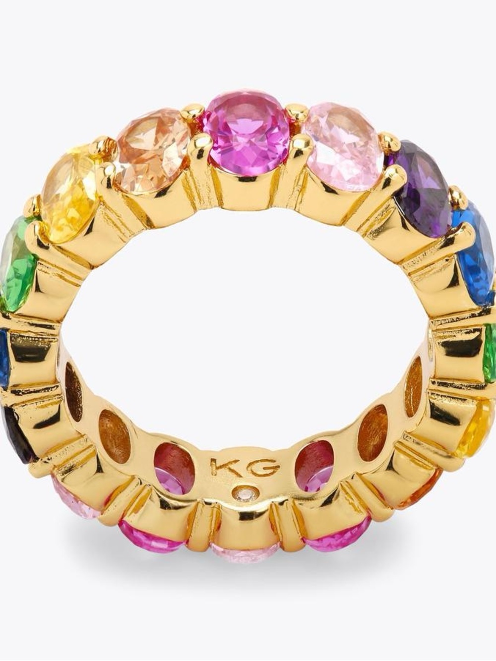 Kurt Geiger Gold-Plated Multicolor Oval Mix Gemstone Eternity Band Size 7